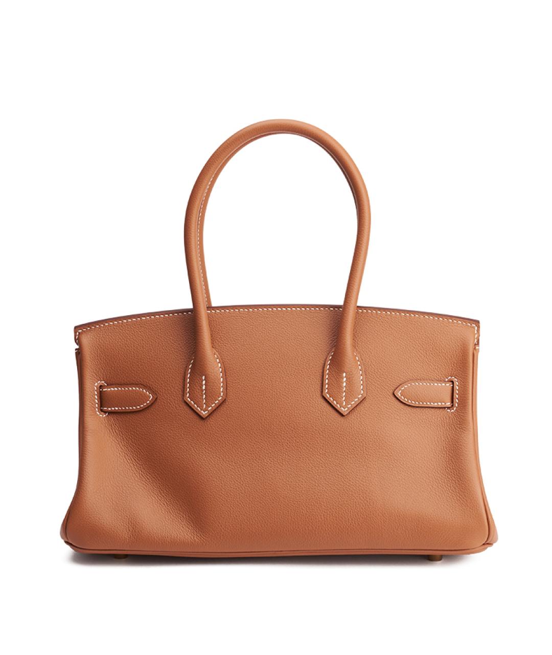 HERMES Коричневая кожаная сумка с короткими ручками, фото 3