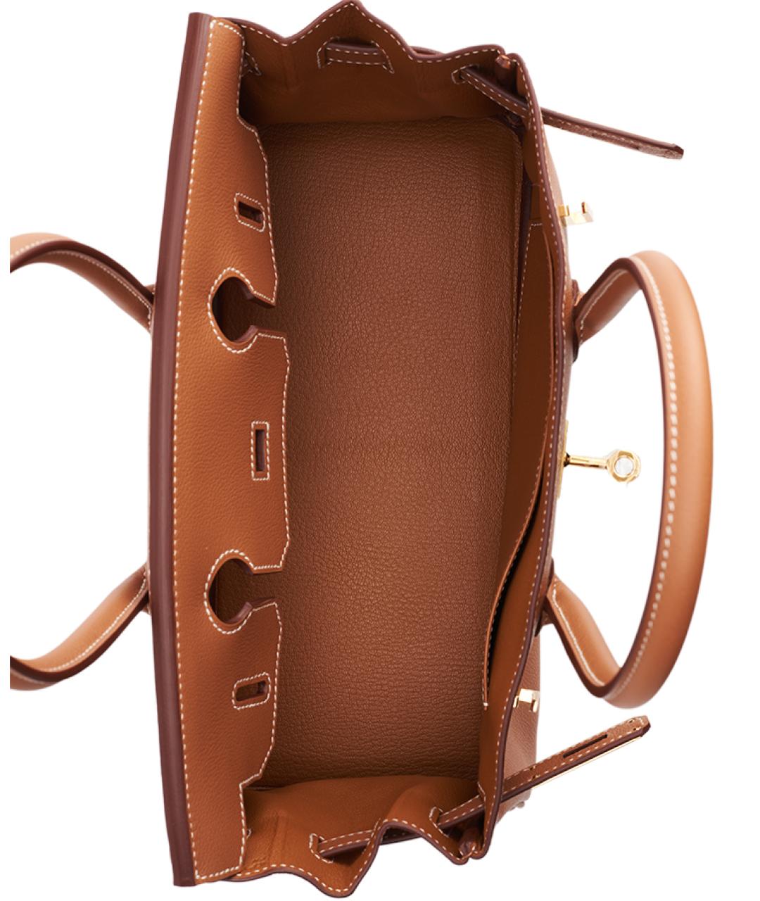 HERMES Коричневая кожаная сумка с короткими ручками, фото 9