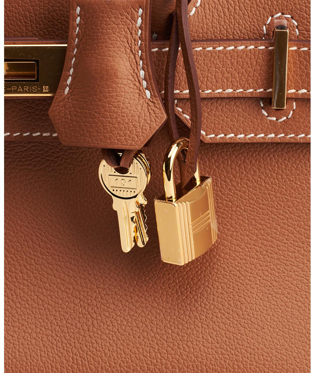 HERMES Коричневая кожаная сумка с короткими ручками, фото 8