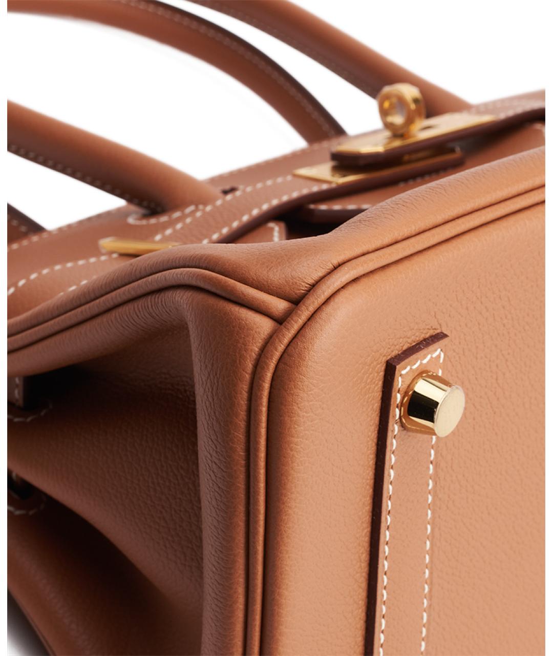 HERMES Коричневая кожаная сумка с короткими ручками, фото 6