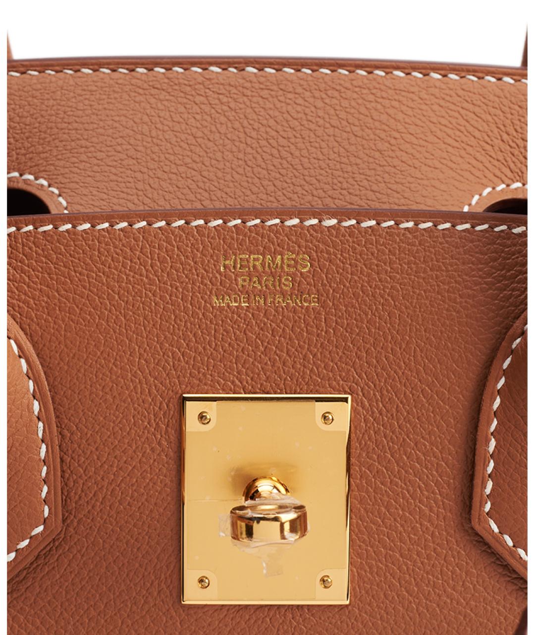 HERMES Коричневая кожаная сумка с короткими ручками, фото 7