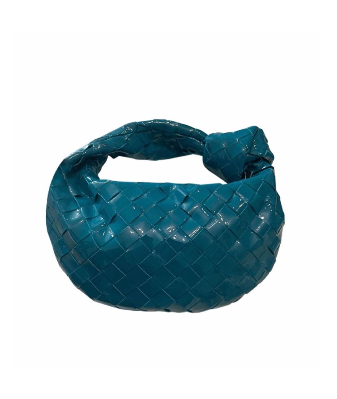 BOTTEGA VENETA Бирюзовая сумка с короткими ручками из лакированной кожи, фото 1