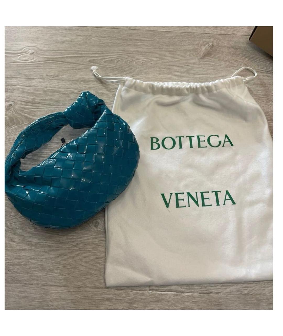 BOTTEGA VENETA Бирюзовая сумка с короткими ручками из лакированной кожи, фото 2