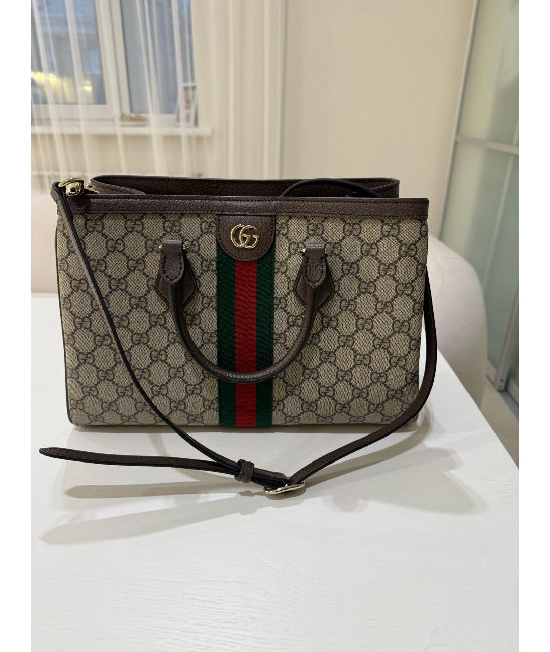 GUCCI Бежевая кожаная дорожная/спортивная сумка, фото 3