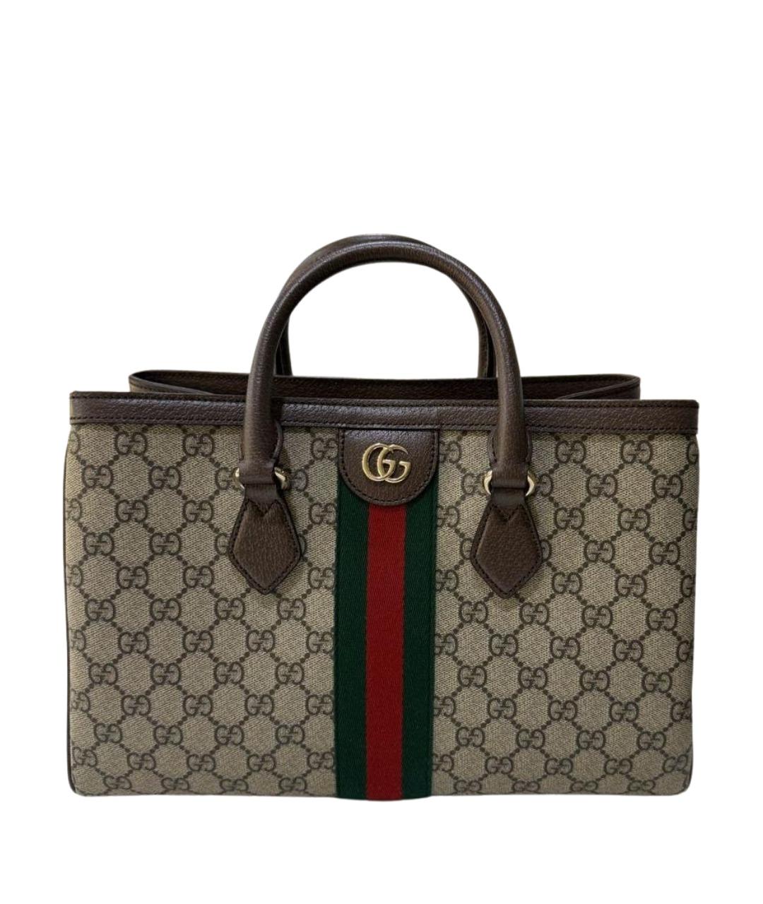 GUCCI Бежевая кожаная дорожная/спортивная сумка, фото 1