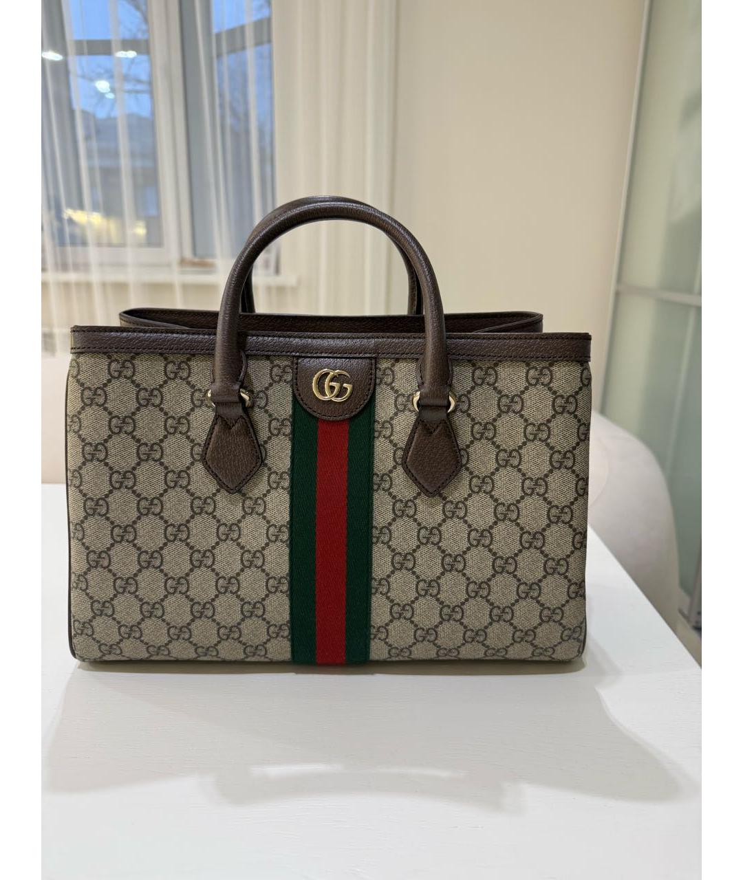 GUCCI Бежевая кожаная дорожная/спортивная сумка, фото 6