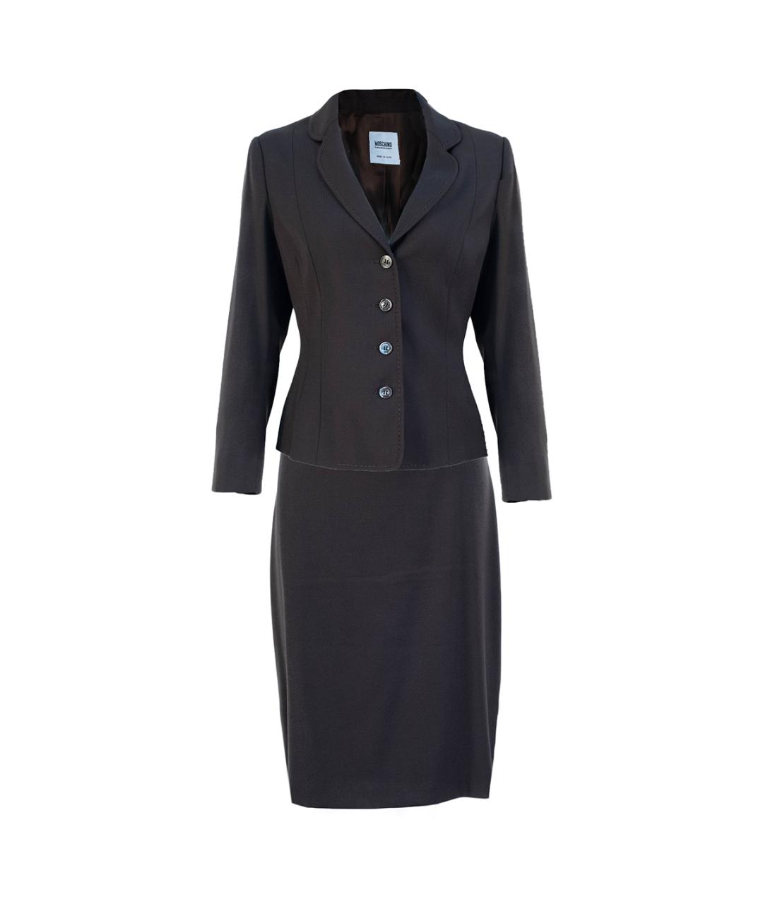 MOSCHINO Коричневый шерстяной костюм с юбками, фото 1