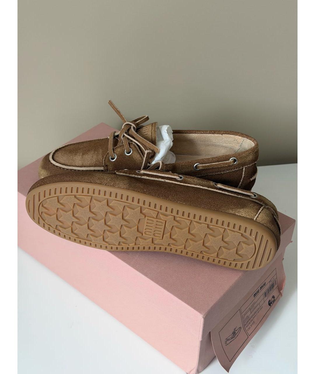 MIU MIU Коричневые замшевые лоферы, фото 3