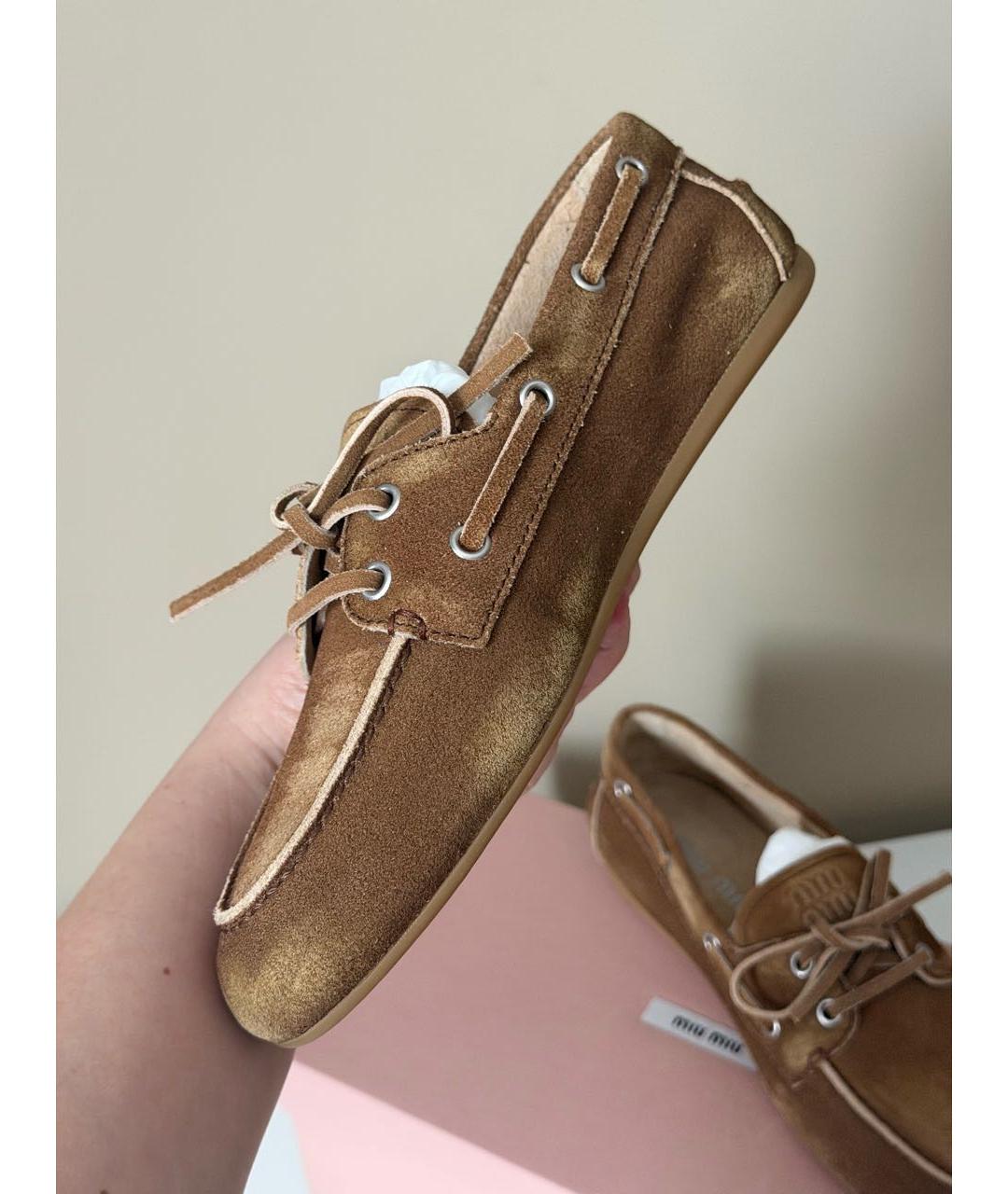 MIU MIU Коричневые замшевые лоферы, фото 4