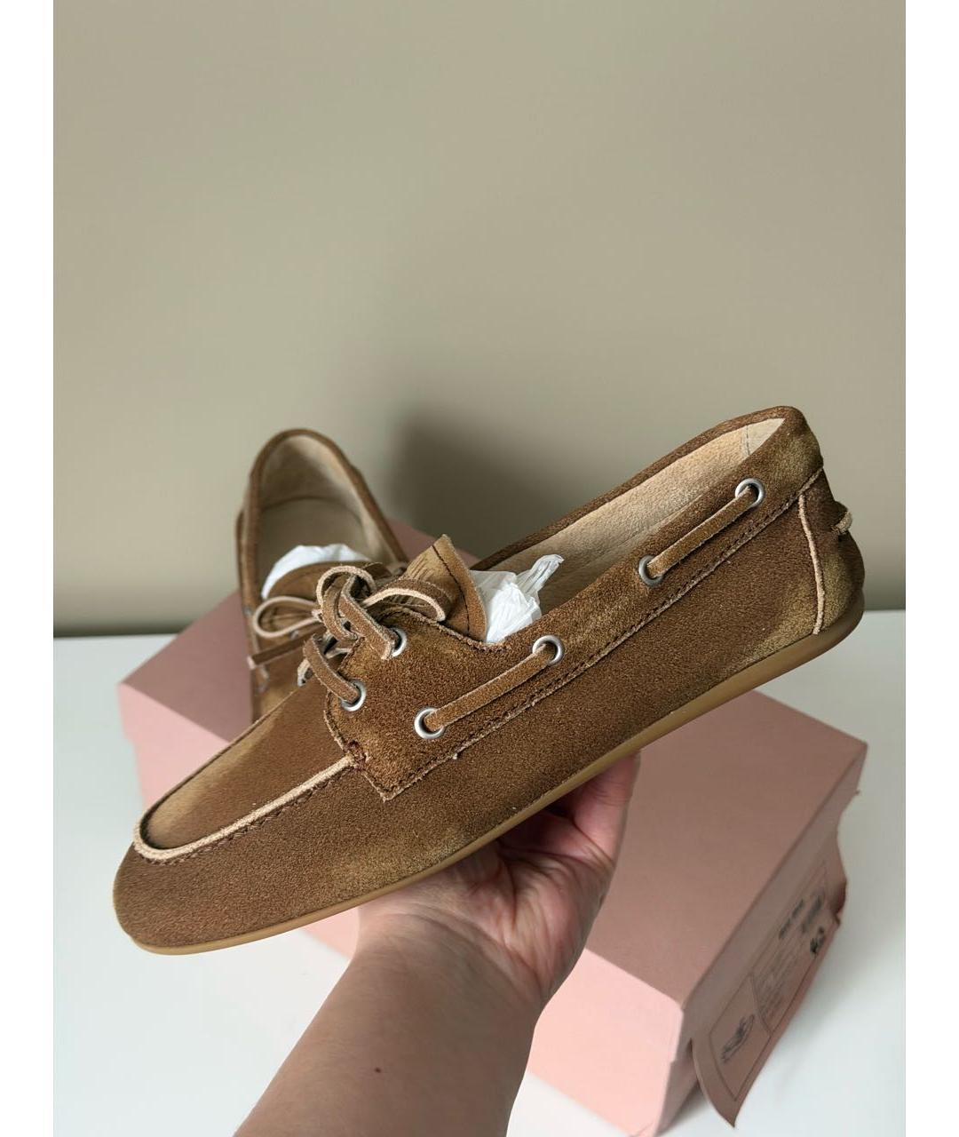 MIU MIU Коричневые замшевые лоферы, фото 6