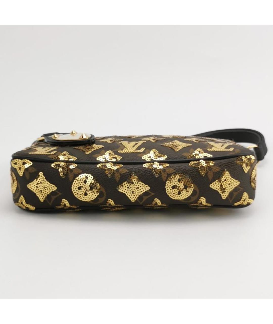 LOUIS VUITTON Золотая кожаная сумка с короткими ручками, фото 4