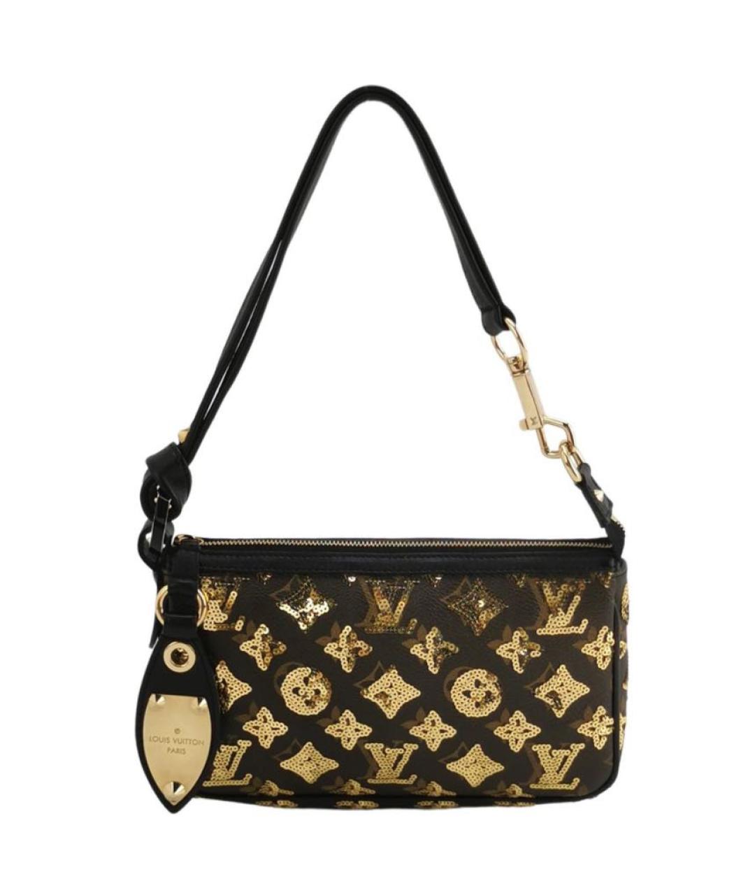 LOUIS VUITTON Золотая кожаная сумка с короткими ручками, фото 1