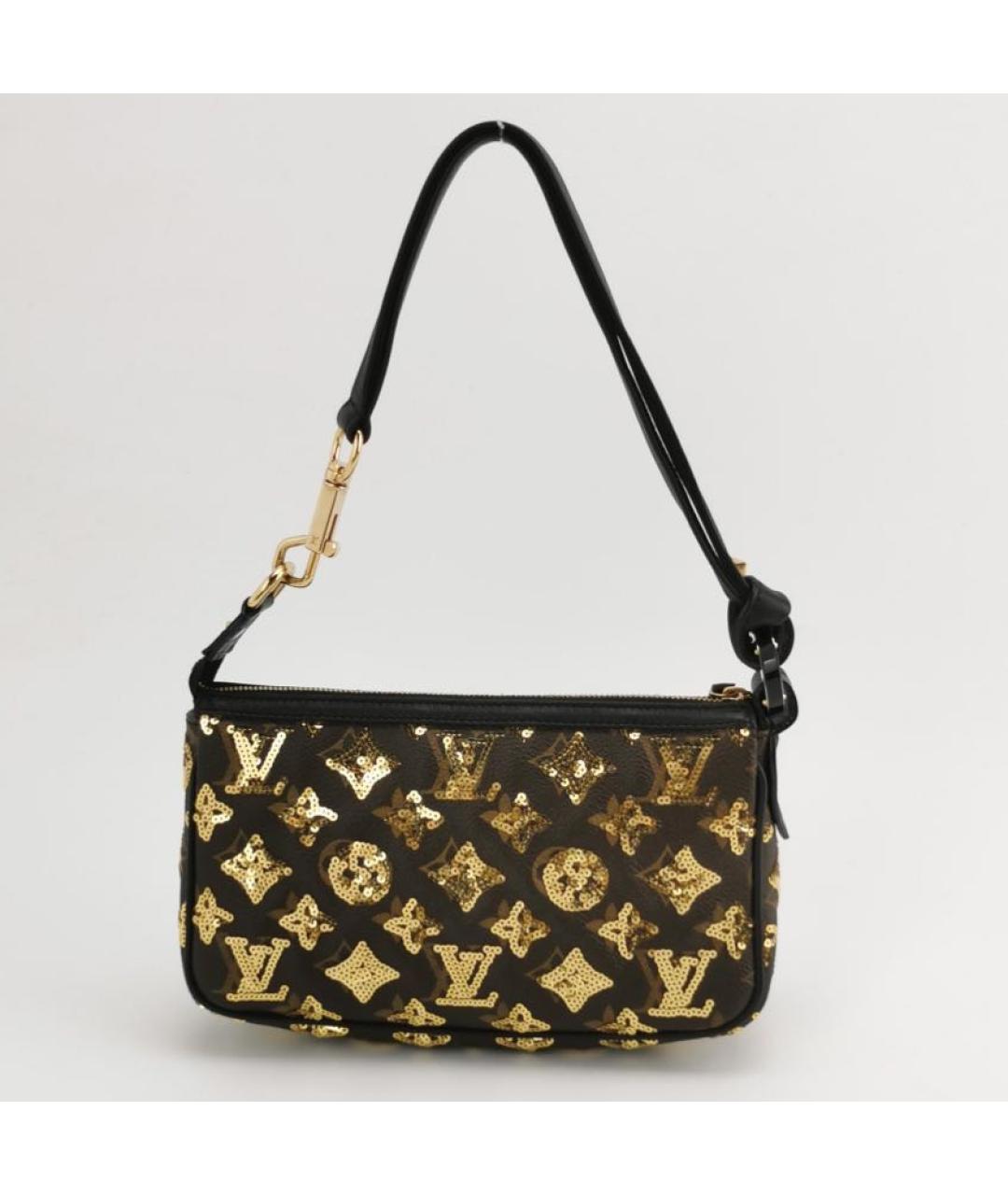 LOUIS VUITTON Золотая кожаная сумка с короткими ручками, фото 3