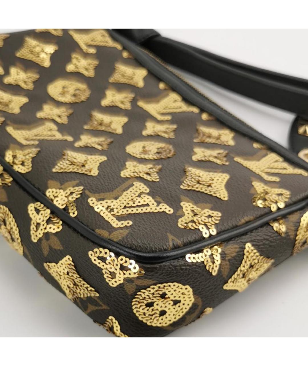LOUIS VUITTON Золотая кожаная сумка с короткими ручками, фото 8
