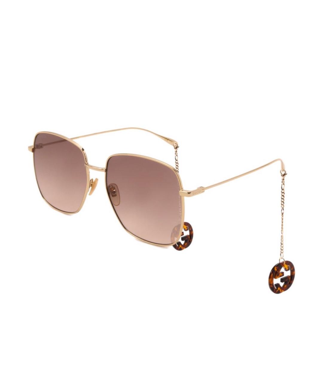 GUCCI Бежевые металлические солнцезащитные очки, фото 1