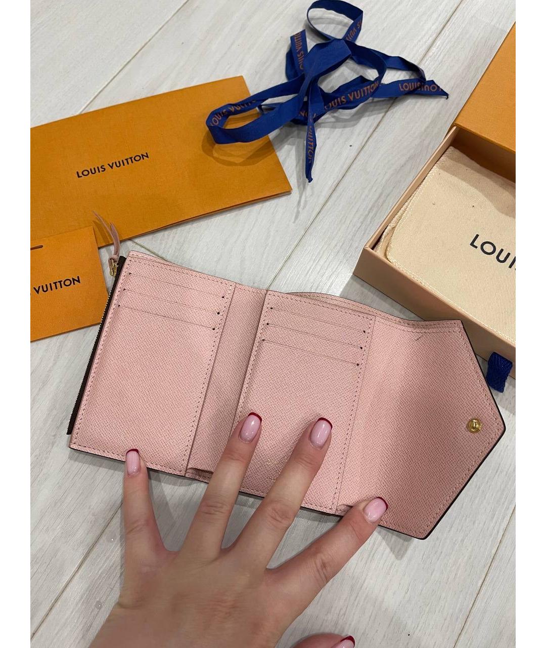 LOUIS VUITTON Коричневый кожаный кошелек, фото 5