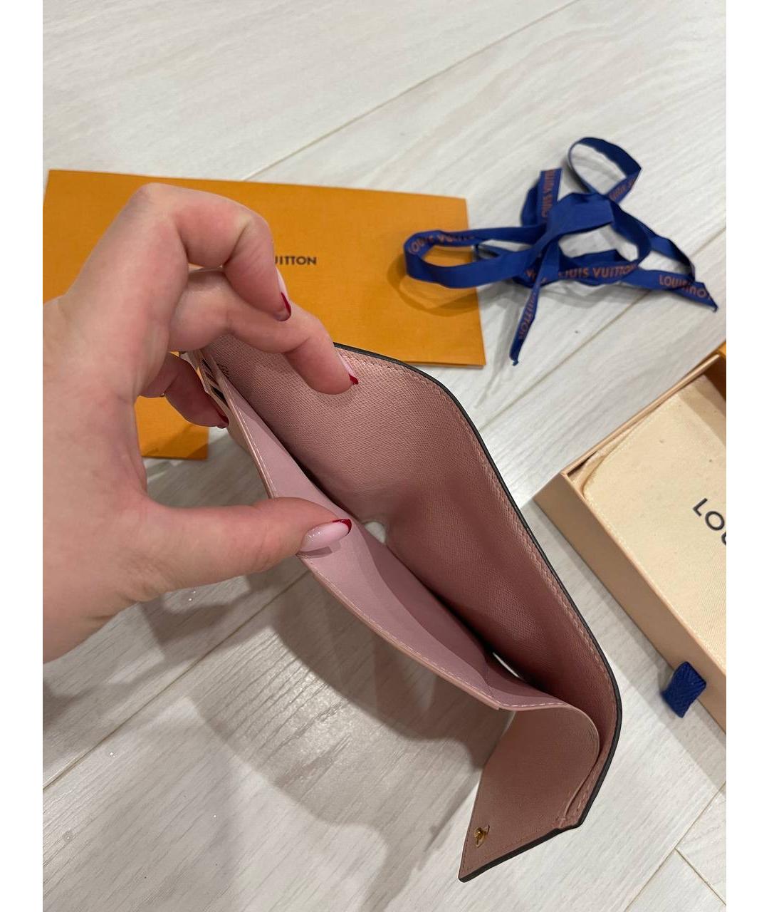 LOUIS VUITTON Коричневый кожаный кошелек, фото 7