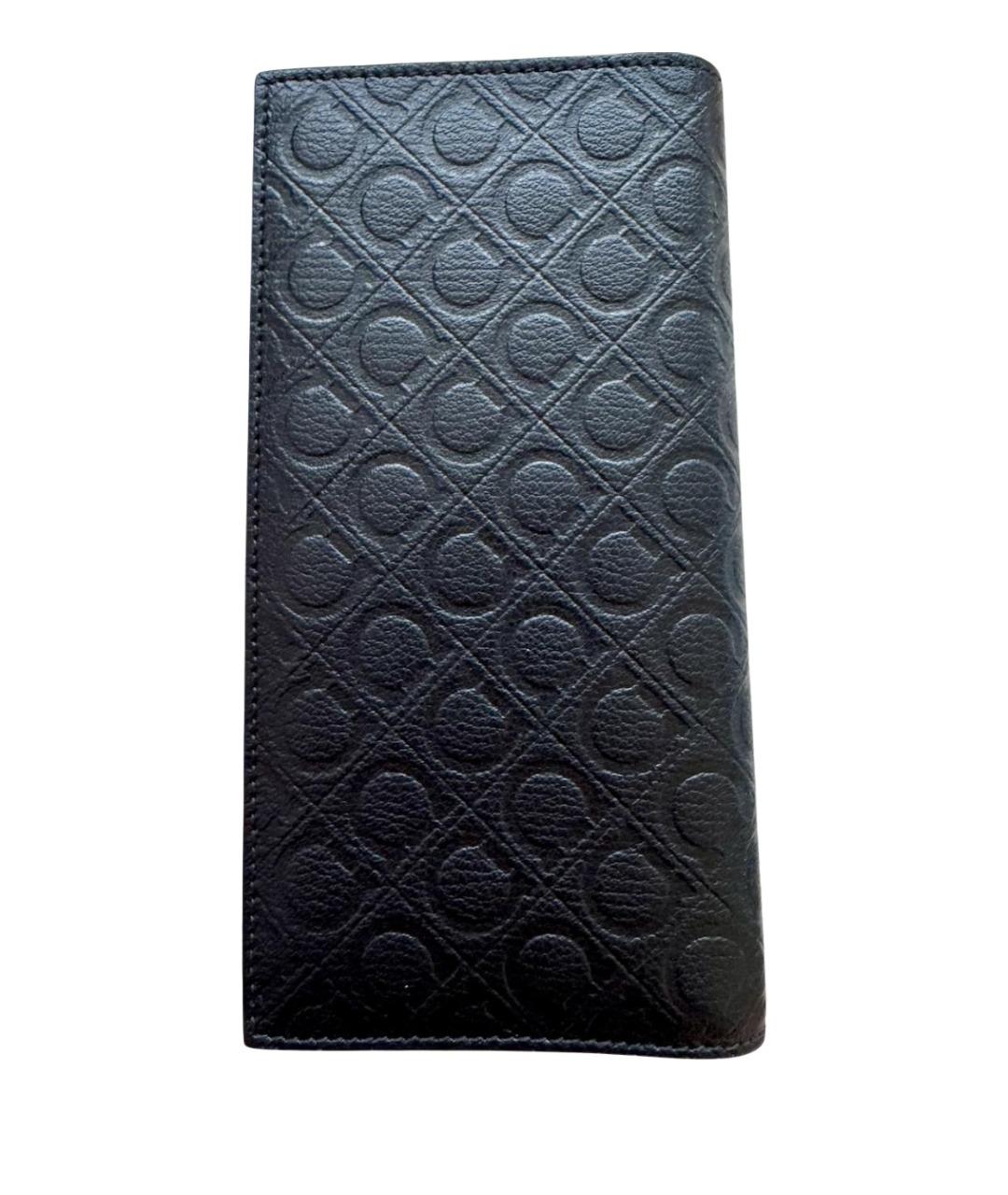 FERRAGAMO Черный кожаный кошелек, фото 1