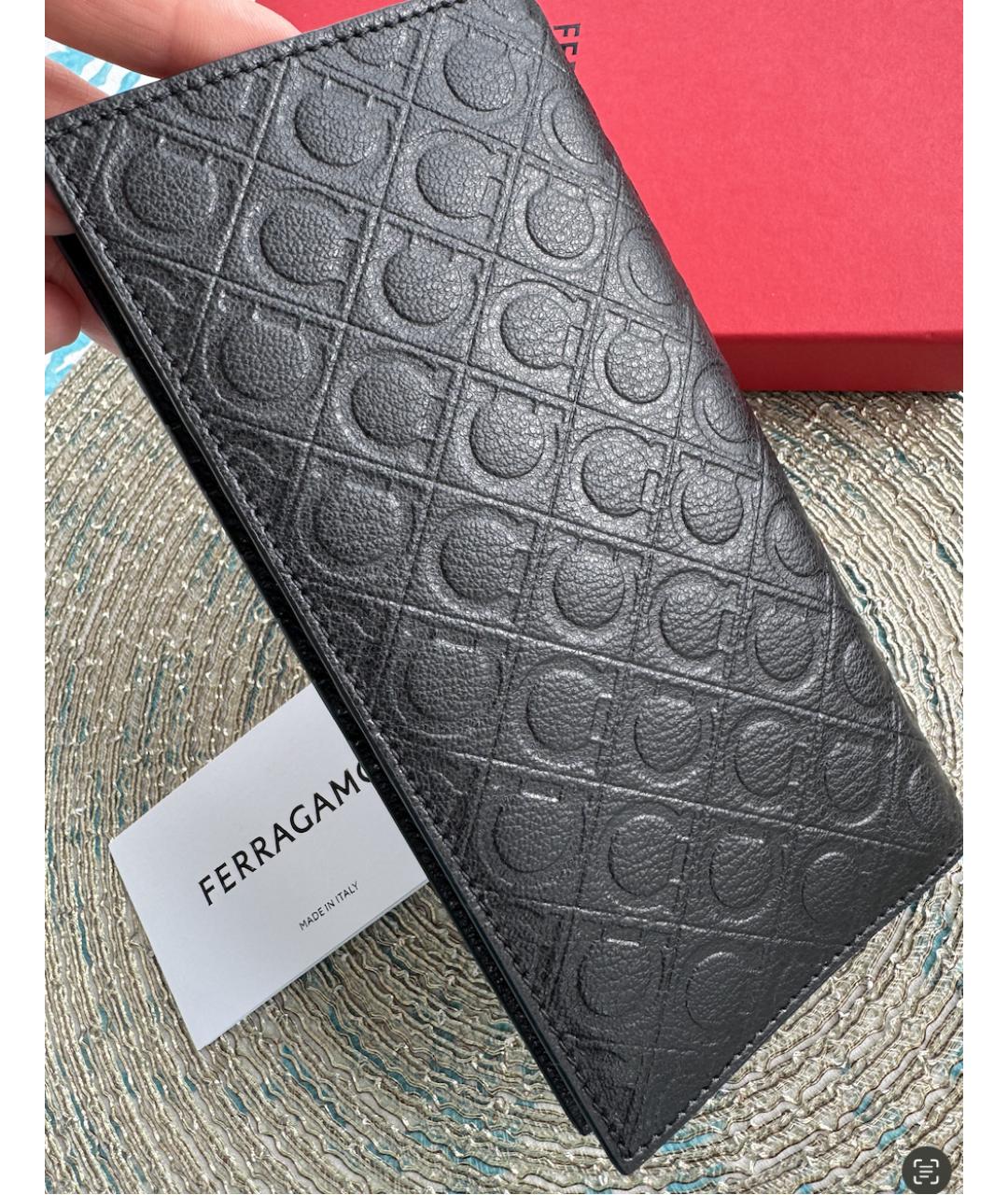 FERRAGAMO Черный кожаный кошелек, фото 8