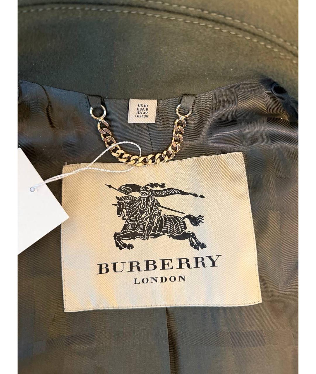 BURBERRY Хаки шерстяное пальто, фото 3