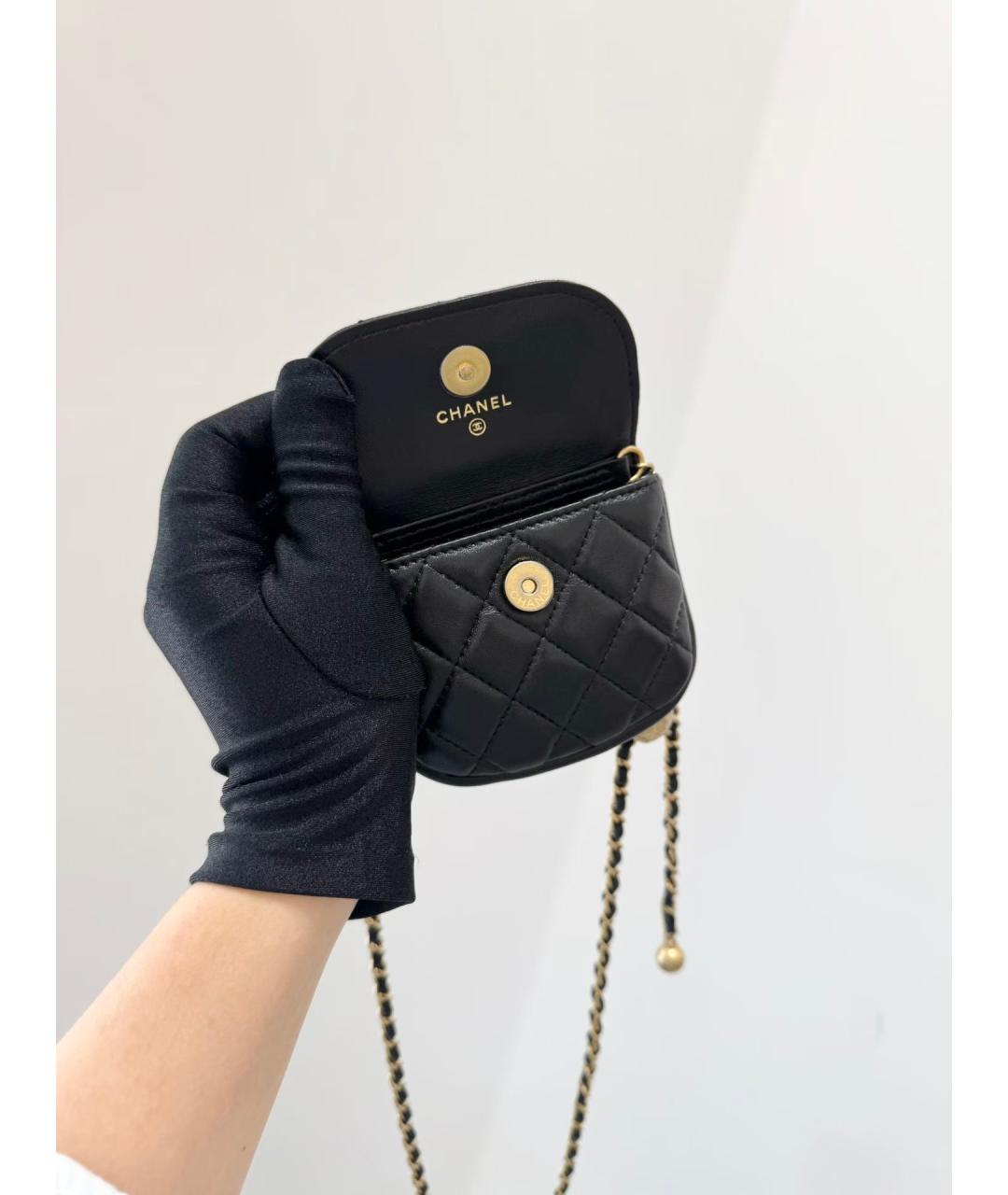 CHANEL Черная кожаная поясная сумка, фото 6