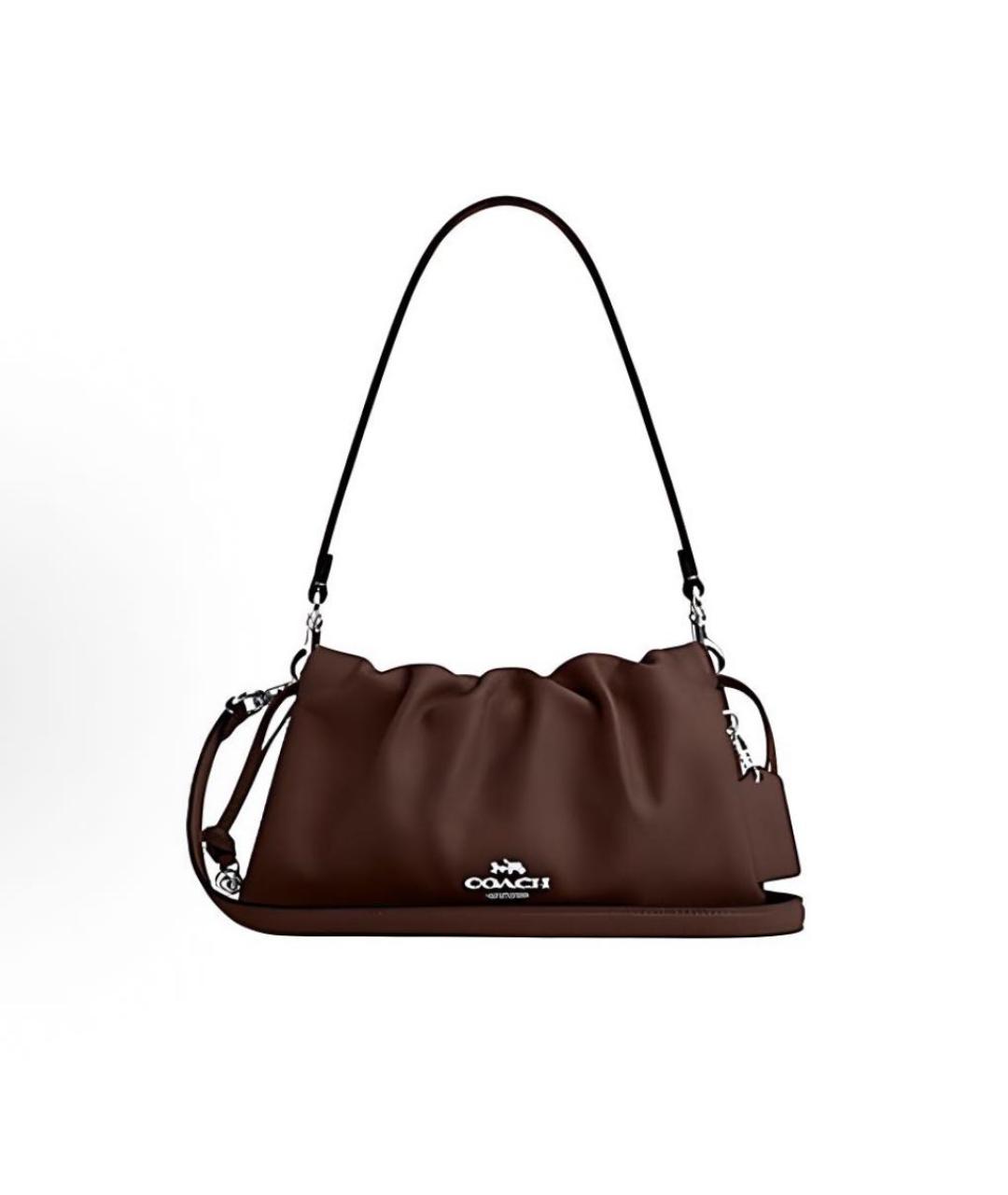 COACH Коричневая кожаная сумка с короткими ручками, фото 1