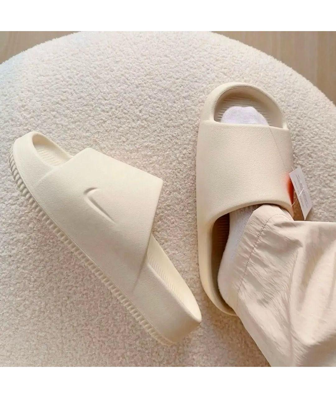 NIKE Белые резиновые шлепанцы, фото 6