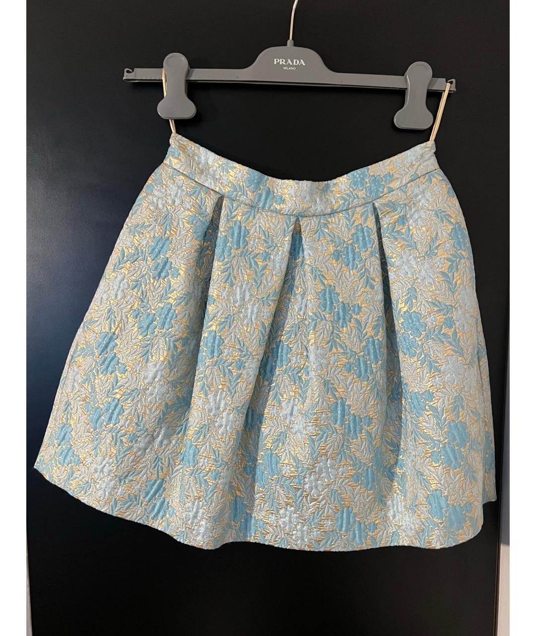 PRADA Голубая шелковая юбка мини, фото 5