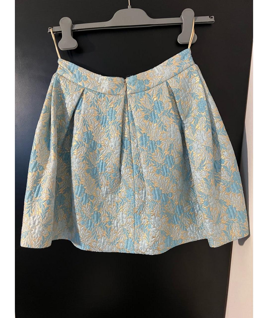 PRADA Голубая шелковая юбка мини, фото 2