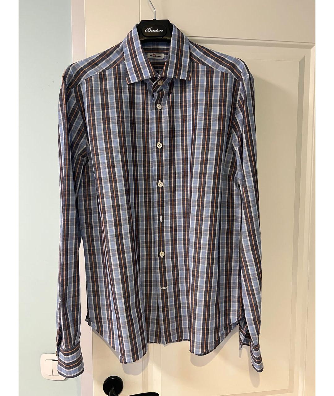 KITON Голубая хлопковая кэжуал рубашка, фото 4
