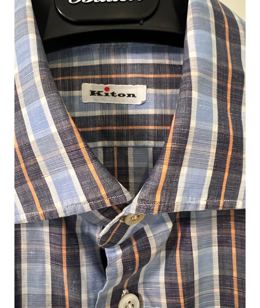 KITON Голубая хлопковая кэжуал рубашка, фото 3