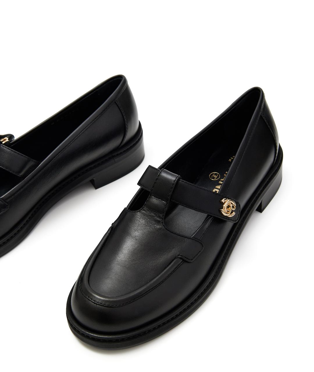 CHANEL Черные кожаные туфли, фото 4