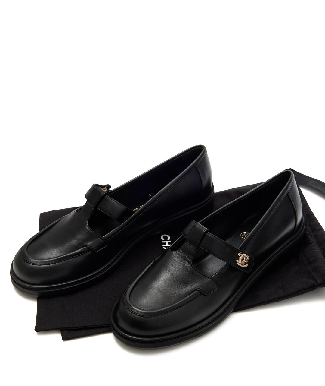 CHANEL Черные кожаные туфли, фото 6