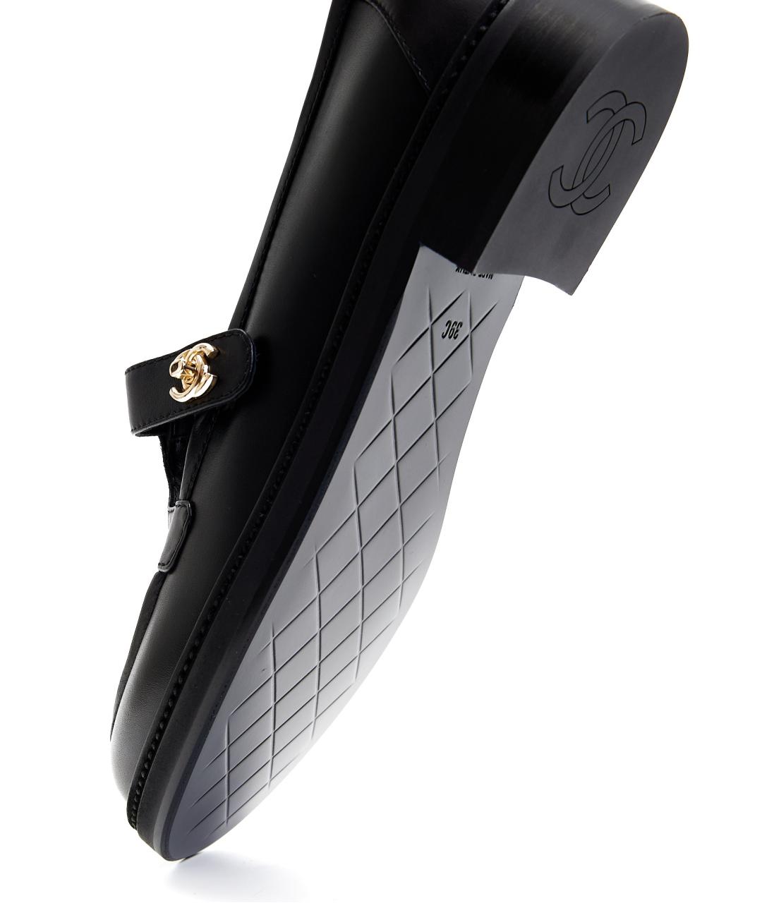 CHANEL Черные кожаные туфли, фото 5