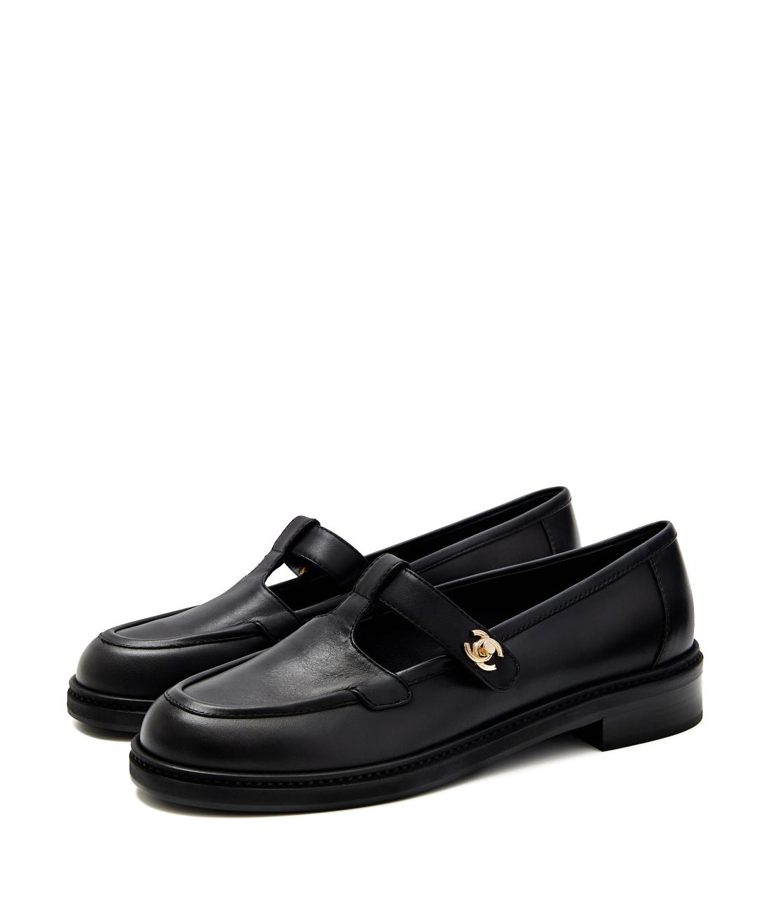 CHANEL Черные кожаные туфли, фото 3