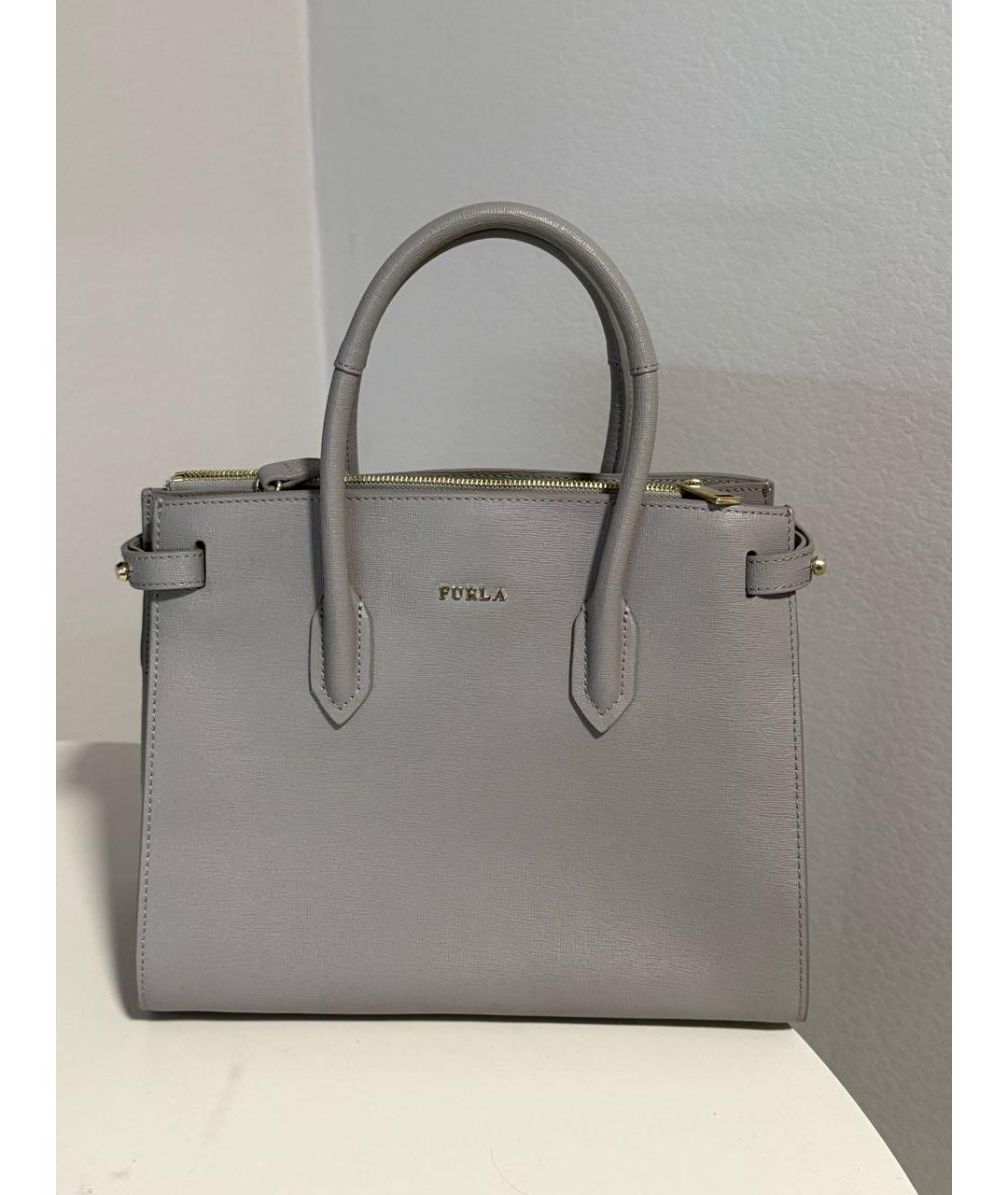 FURLA Серая кожаная сумка тоут, фото 8