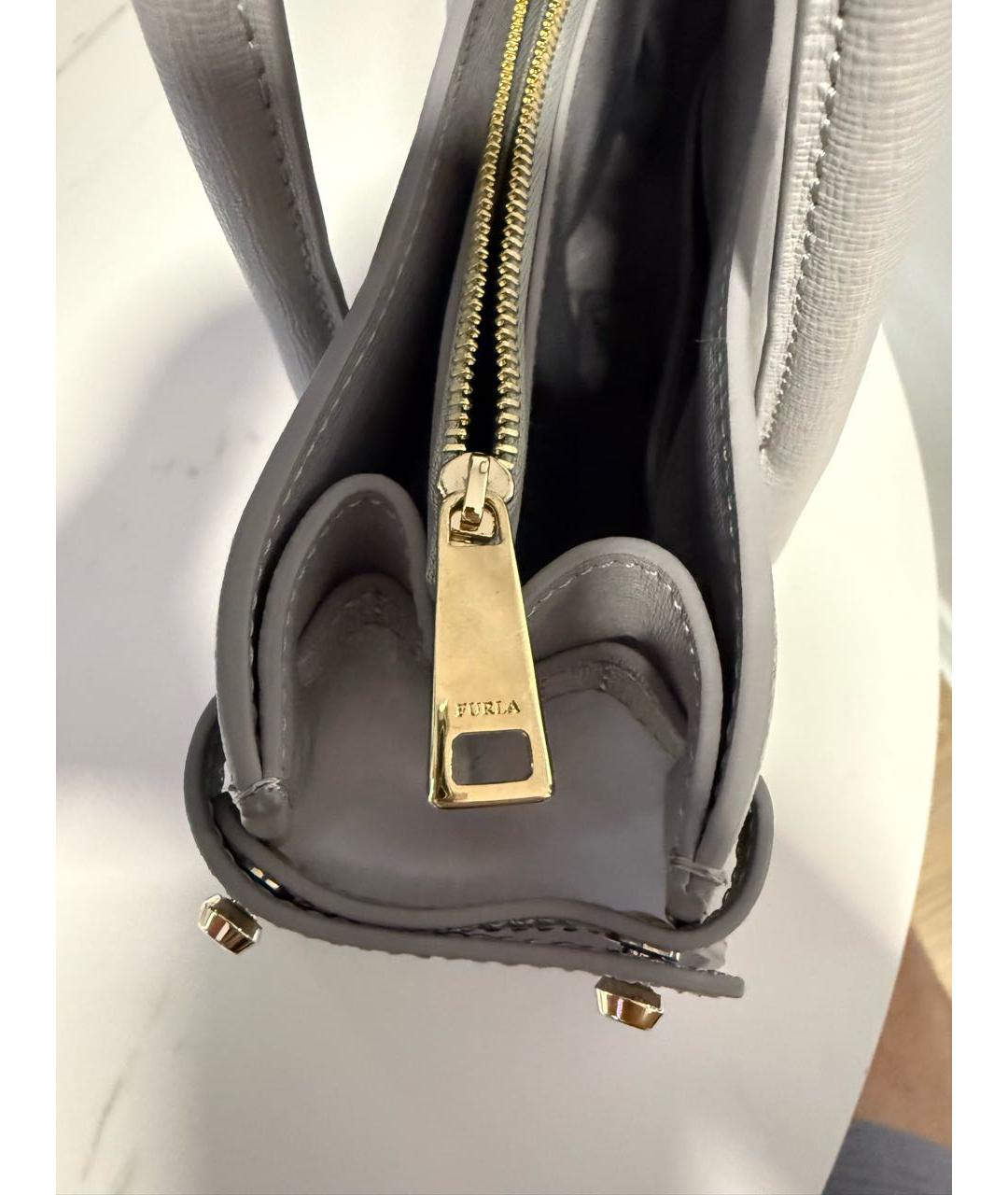 FURLA Серая кожаная сумка тоут, фото 5