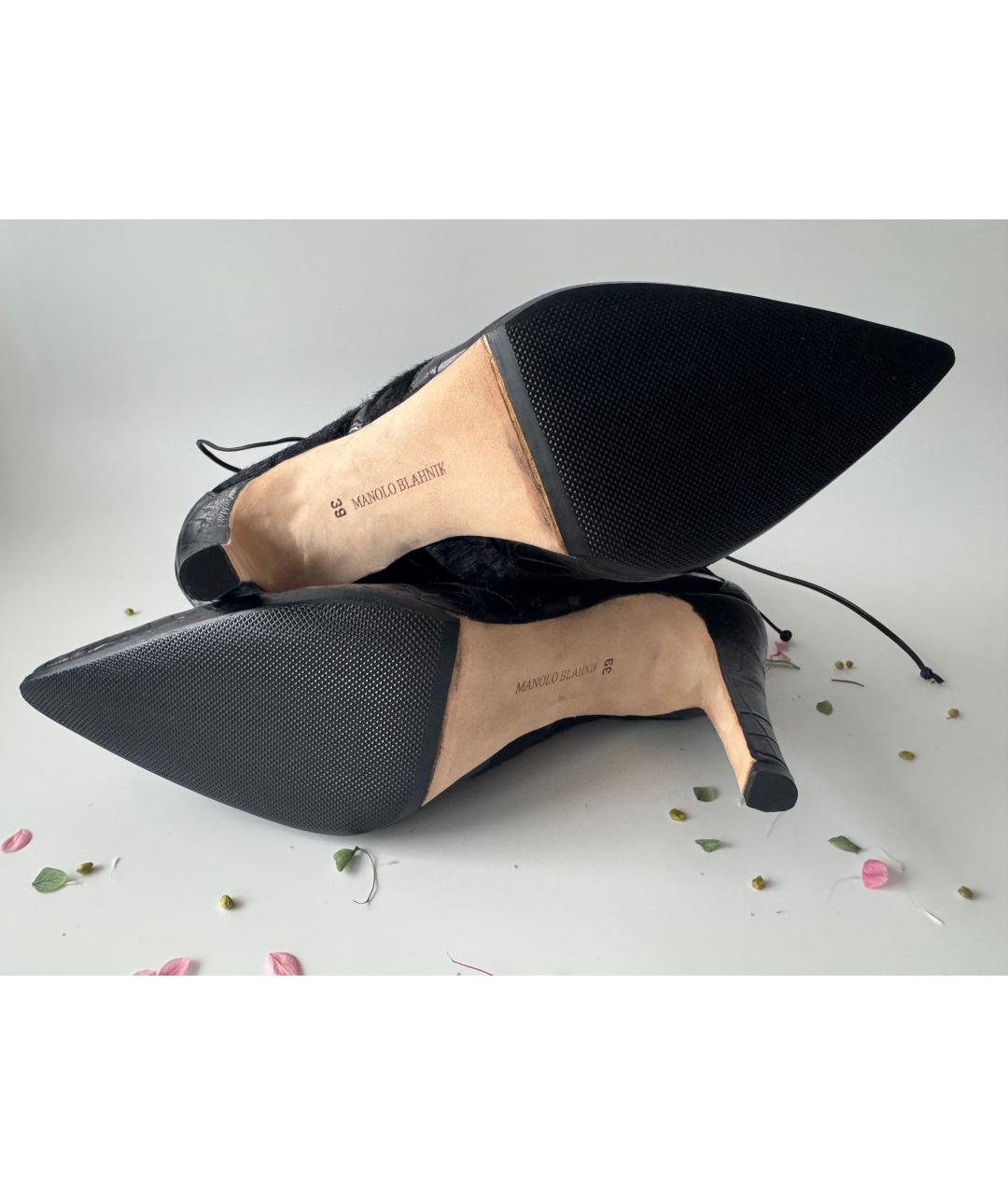 MANOLO BLAHNIK Черные кожаные ботильоны, фото 5