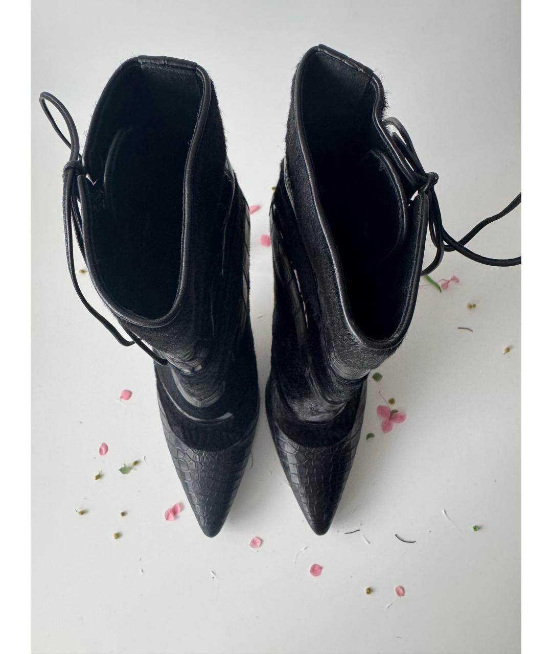 MANOLO BLAHNIK Черные кожаные ботильоны, фото 3