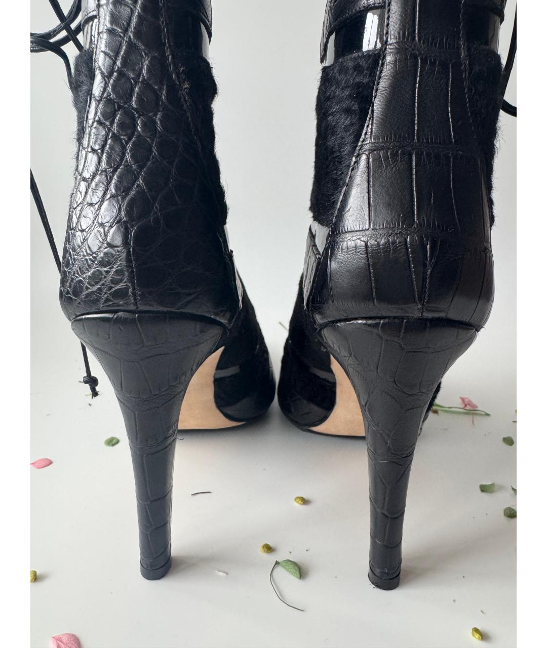 MANOLO BLAHNIK Черные кожаные ботильоны, фото 4