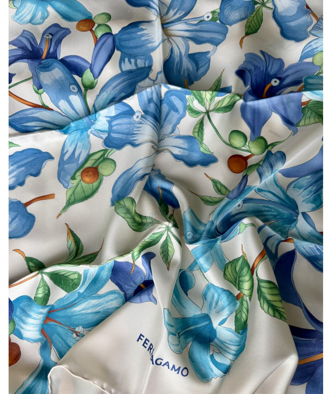 FERRAGAMO Голубой шелковый платок, фото 3