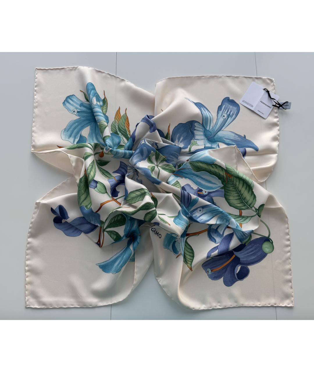 FERRAGAMO Голубой шелковый платок, фото 6