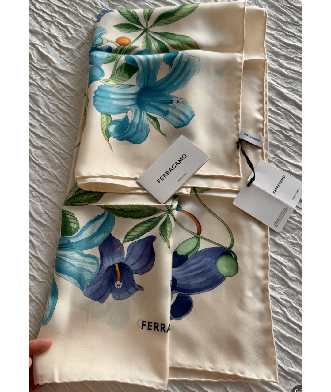 FERRAGAMO Голубой шелковый платок, фото 7