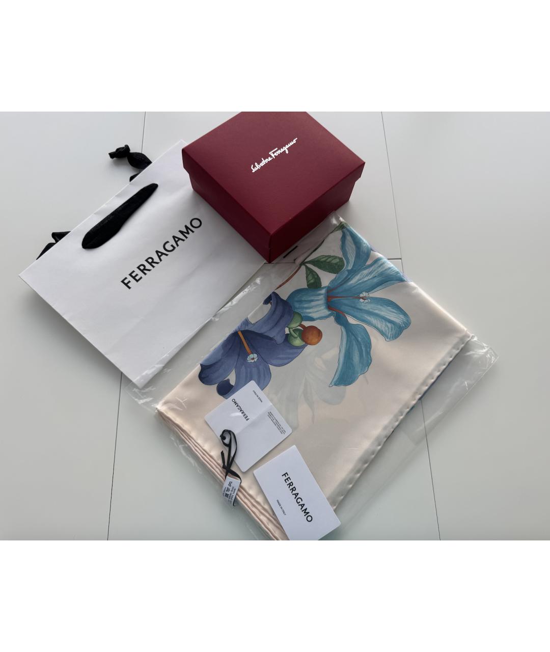 FERRAGAMO Голубой шелковый платок, фото 9