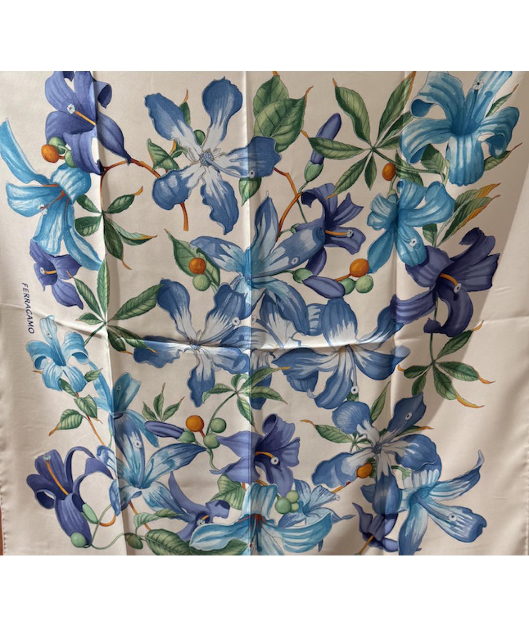 FERRAGAMO Голубой шелковый платок, фото 2