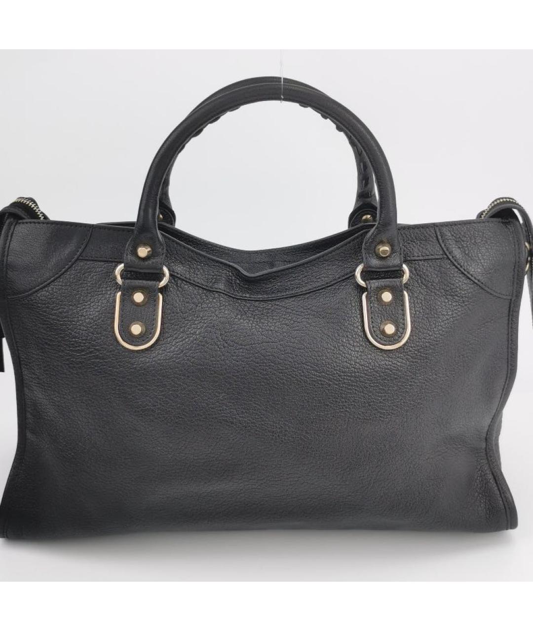 BALENCIAGA Черная кожаная сумка с короткими ручками, фото 4