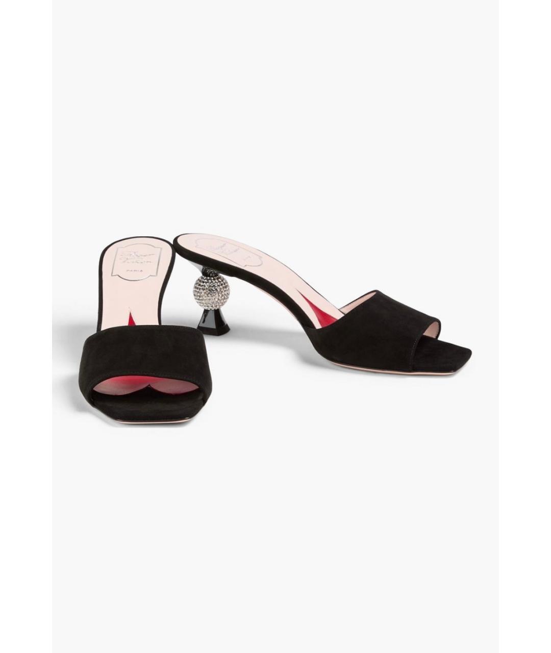 ROGER VIVIER Черные замшевые мюли, фото 2