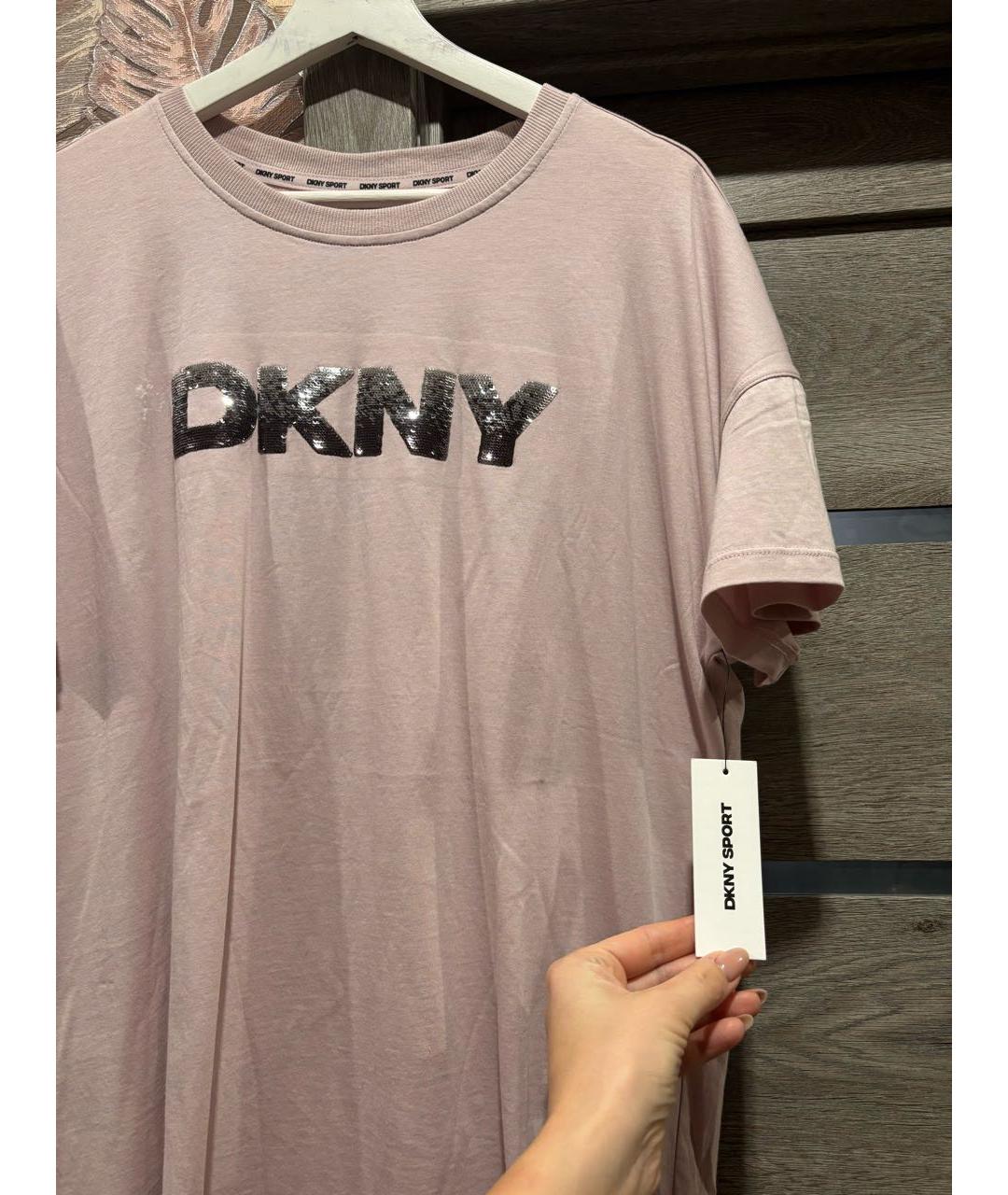DKNY Розовая хлопковая футболка, фото 4