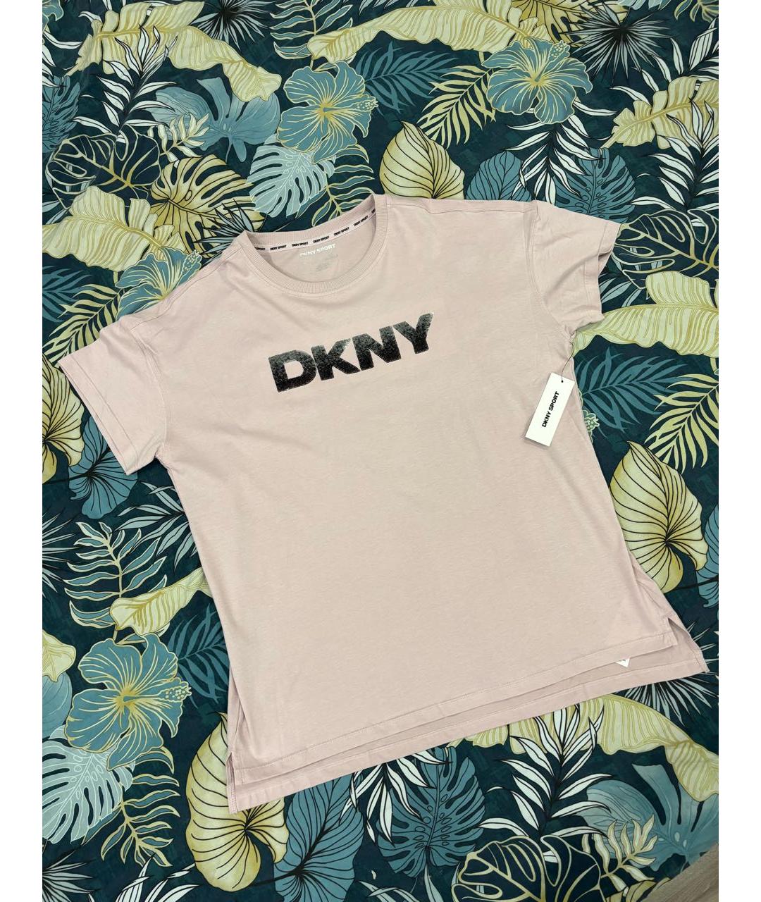 DKNY Розовая хлопковая футболка, фото 6