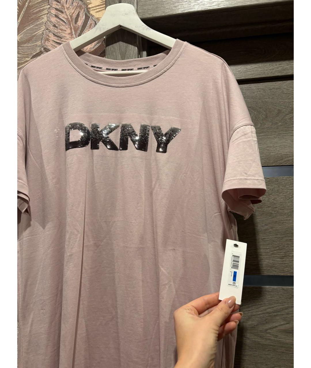 DKNY Розовая хлопковая футболка, фото 7